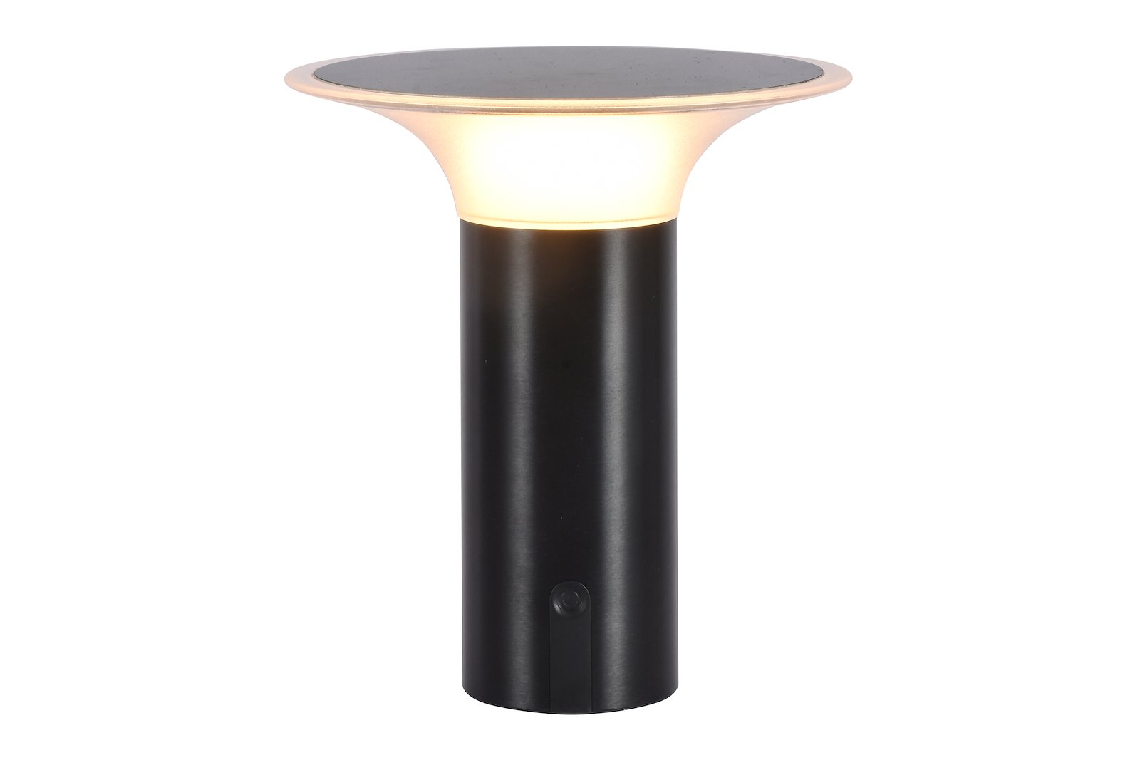 Tromsø solarlampe\n Sort trinnløs dimming 2W 100Lm 3000K Lithium batteri 1800mAh