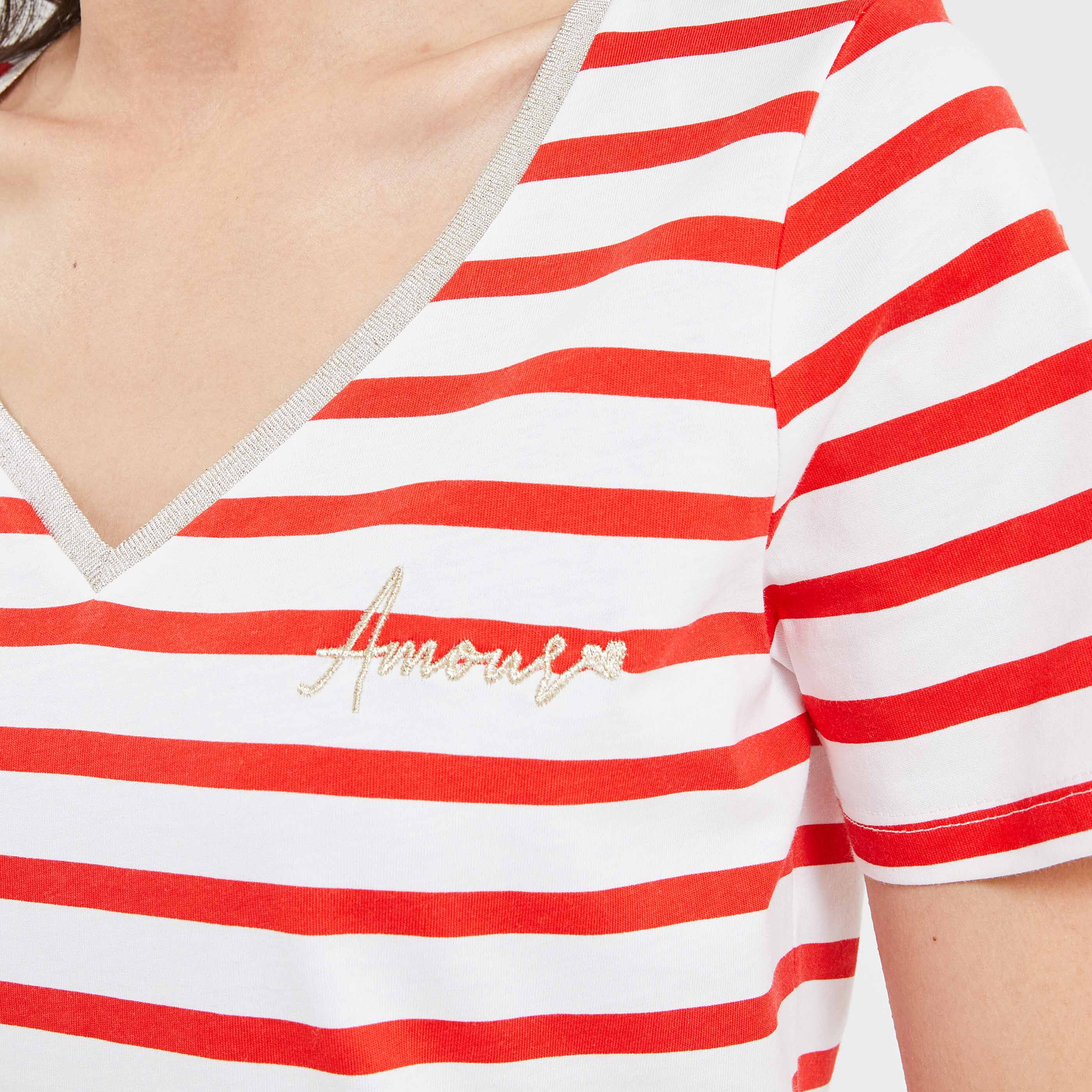 Tshirt rayé femme - ROUGE