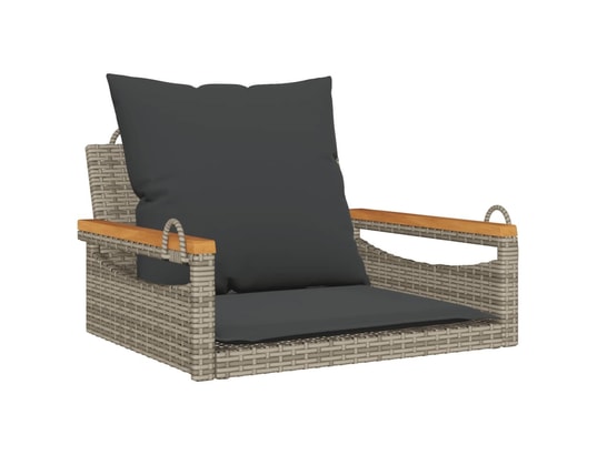 VIDAXL - Balancelle avec coussins gris 63x62x40 cm résine tressée