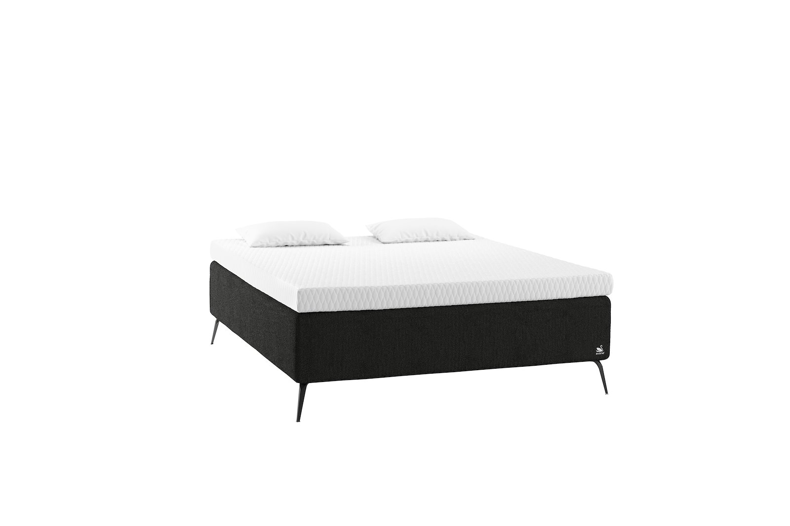 Zoe kontinentalseng Tekstil Dream Graphite, Integrert overmadrass og Diamond legs 19cm sort