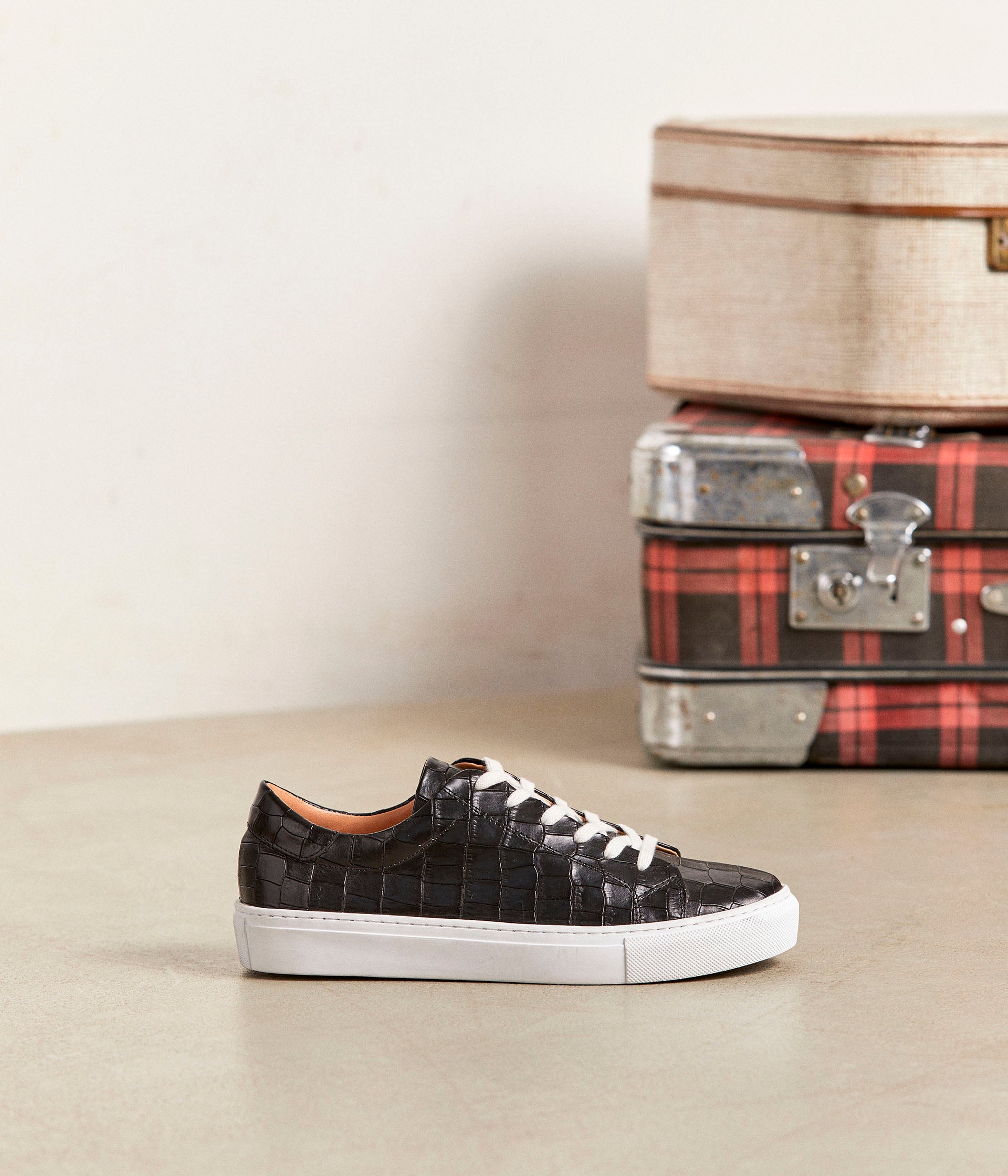 Baskets noir croco Lucette
