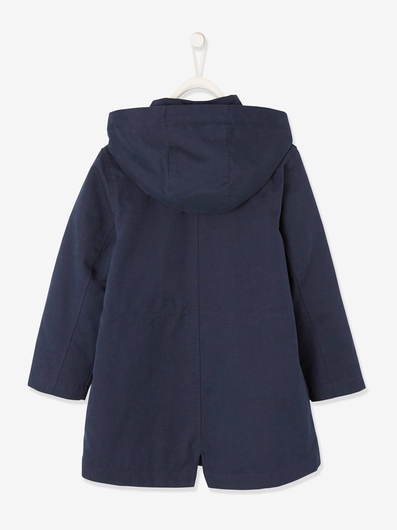 Parka 3 em 1 para meninas, azul escuro liso