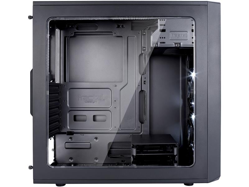 Fractal Design PC-Gehäuse Focus G Schwarz Leises Mid-Tower Gehäuse für ATX Mainboards mit grossem Sichtfenster