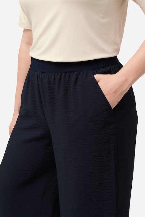 Schlupfhose, weites Bein, Struktur, Elastikbund