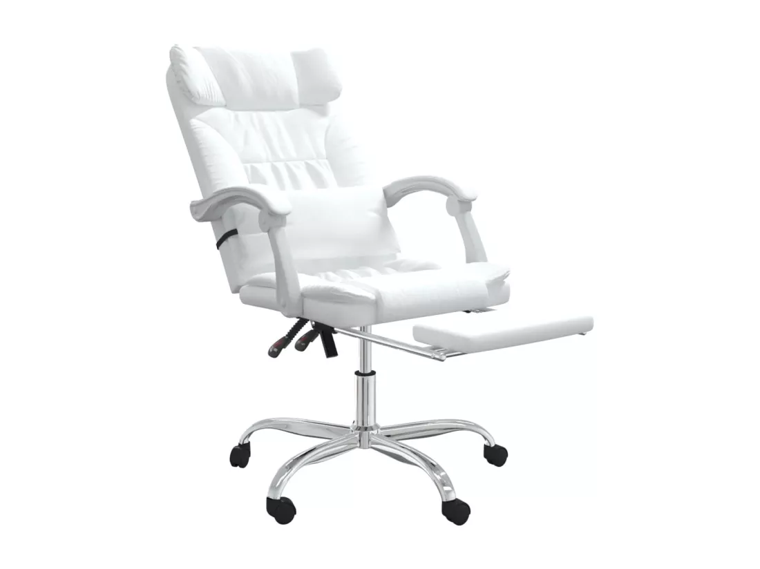 Fauteuil de massage inclinable de bureau Blanc Similicuir