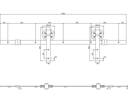 Intersteel schuifdeur complete set Pure Barn Door Wheel zwart 93x211,5 cm incl. deurblad, schuifdeurbeslag en krukset