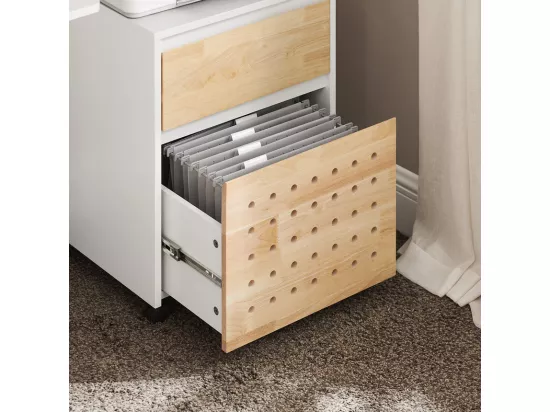 SoBuy ASK06-WN Caisson de Bureau à Roulettes, Organiseur Bureau, Meuble de Rangement Bureau, Caisson de Rangement Bureau avec Tiroirs – 45x45x59 cm, Blanc
