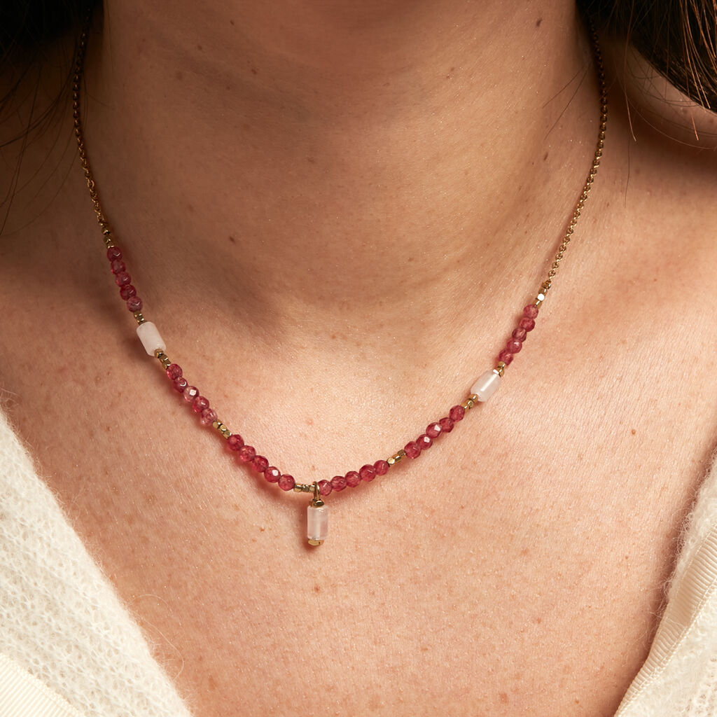 Collier Attila Acier Doré Onyx Malachite