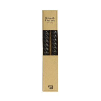 Kaars spiraal zwart 25 cm - set van 2