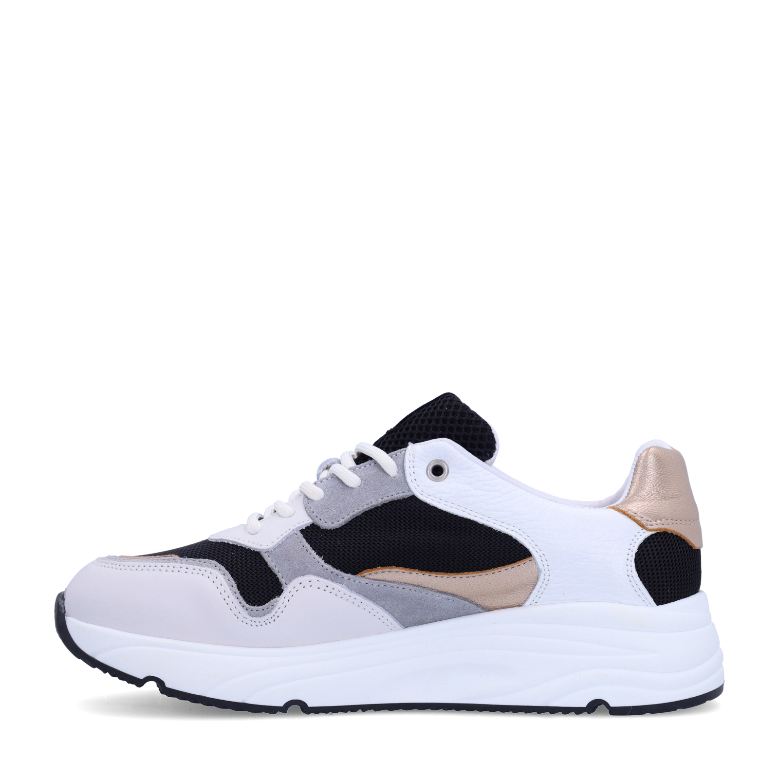 Witte leren sneakers met zilveren details
