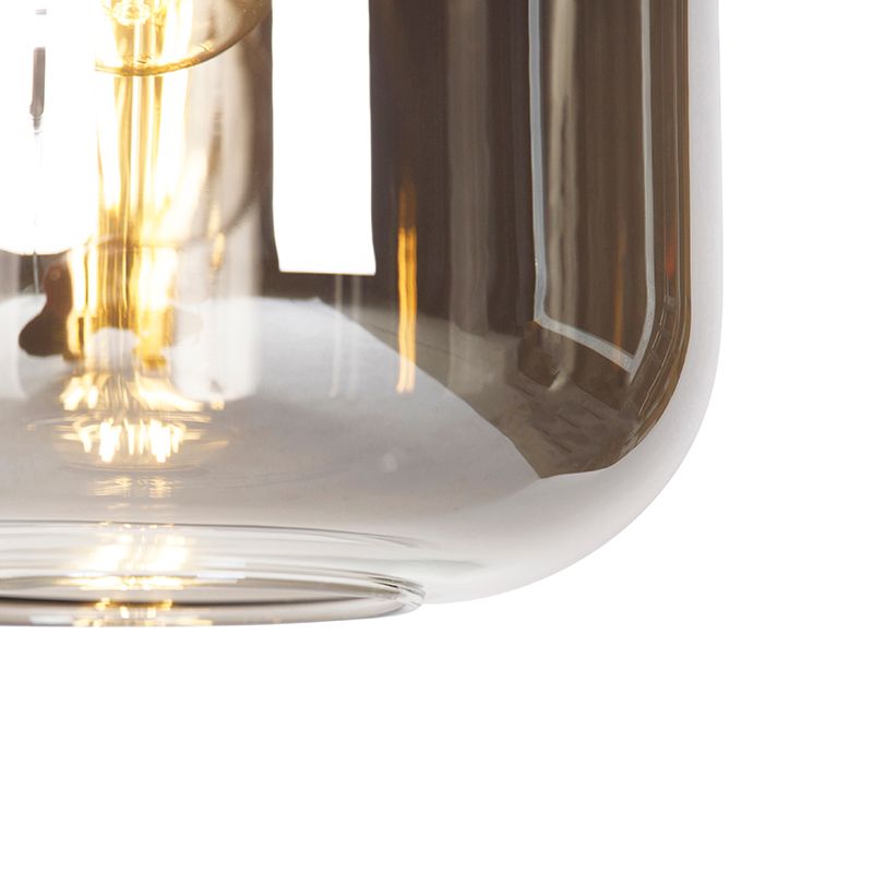 Design hanglamp zwart met goud en smoke glas 4-lichts - Zuzanna