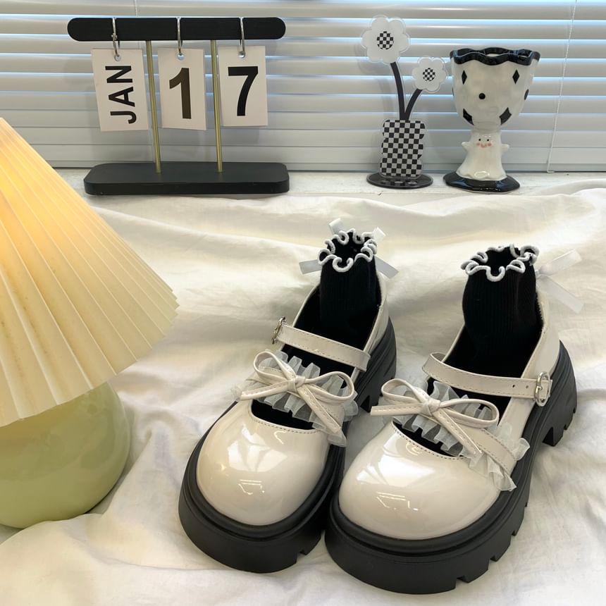 DURAC - Mary Jane-schoenen met imitatieleren plateauzool