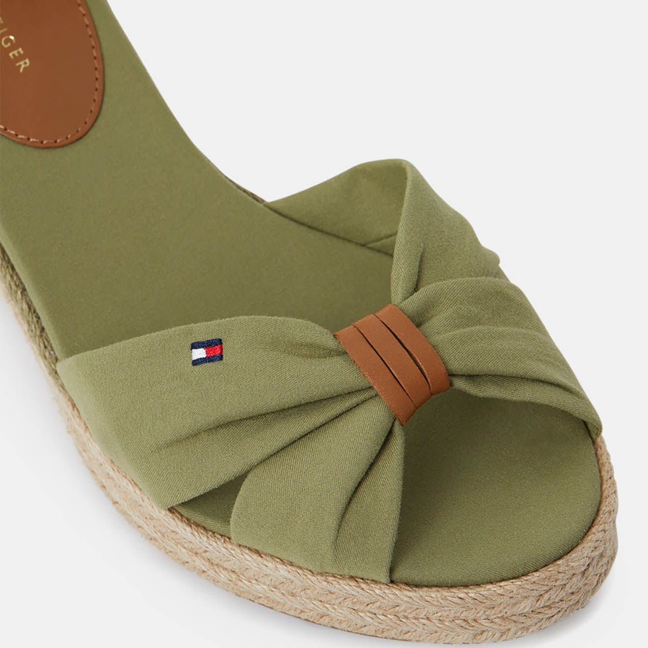 Tommy Hilfiger Sandales compensées Basic Opened Toe kaki - Talon 6.5 cm