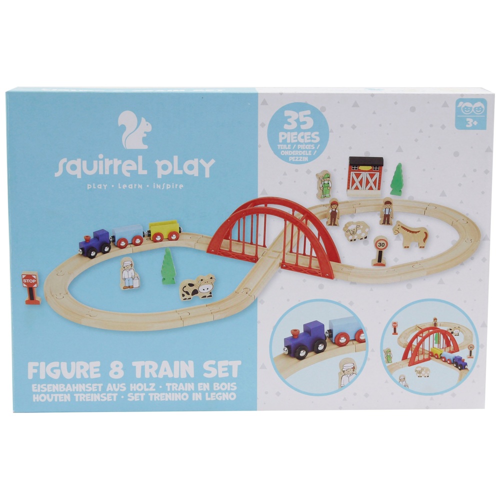 Squirrel Play 35-teiliges Holzeisenbahn-Set
