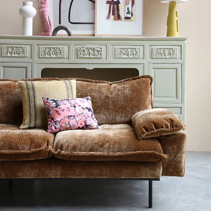 HKliving - Retro Sofa, 4-Sitzer, Samt Cord, aged gold