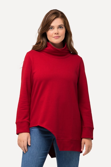 Long-Sweatshirt, Cut-Out, Stehkragen, Langarm, Biobaumwolle