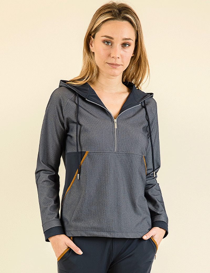 HBT ECLECTIC DENIM | BICOLOR SINBAD SWEAT FEMME NAVY/DENIM