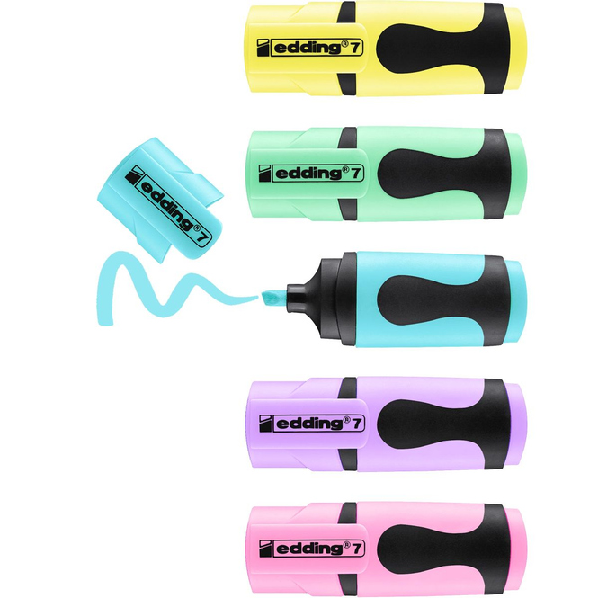 Edding 7 - Mini-Textmarker - Pastellfarben - 4 + 1
