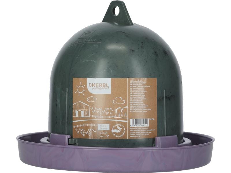 Kerbl Kunststofftränke recycelt 3.5 l, Grün Wasserspender für Hühner