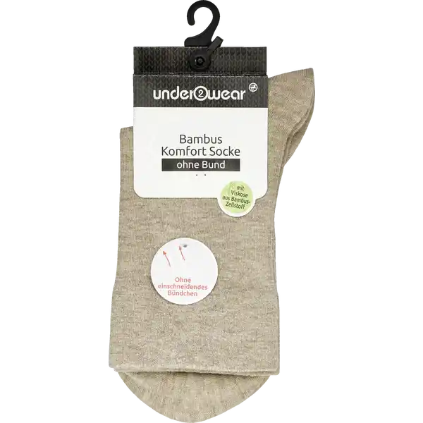 Socken ohne Bund beige-melange mit Bambus Gr. 39 / 42