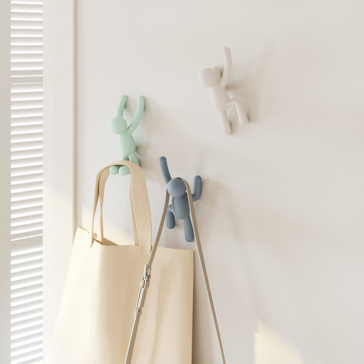 Ophanghaak Buddy wit mint blauw - set van 3