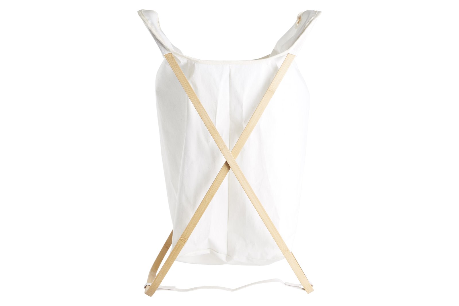 Linen skittentøyskurv Bambus med hvit sekk. 43x75,5 cm