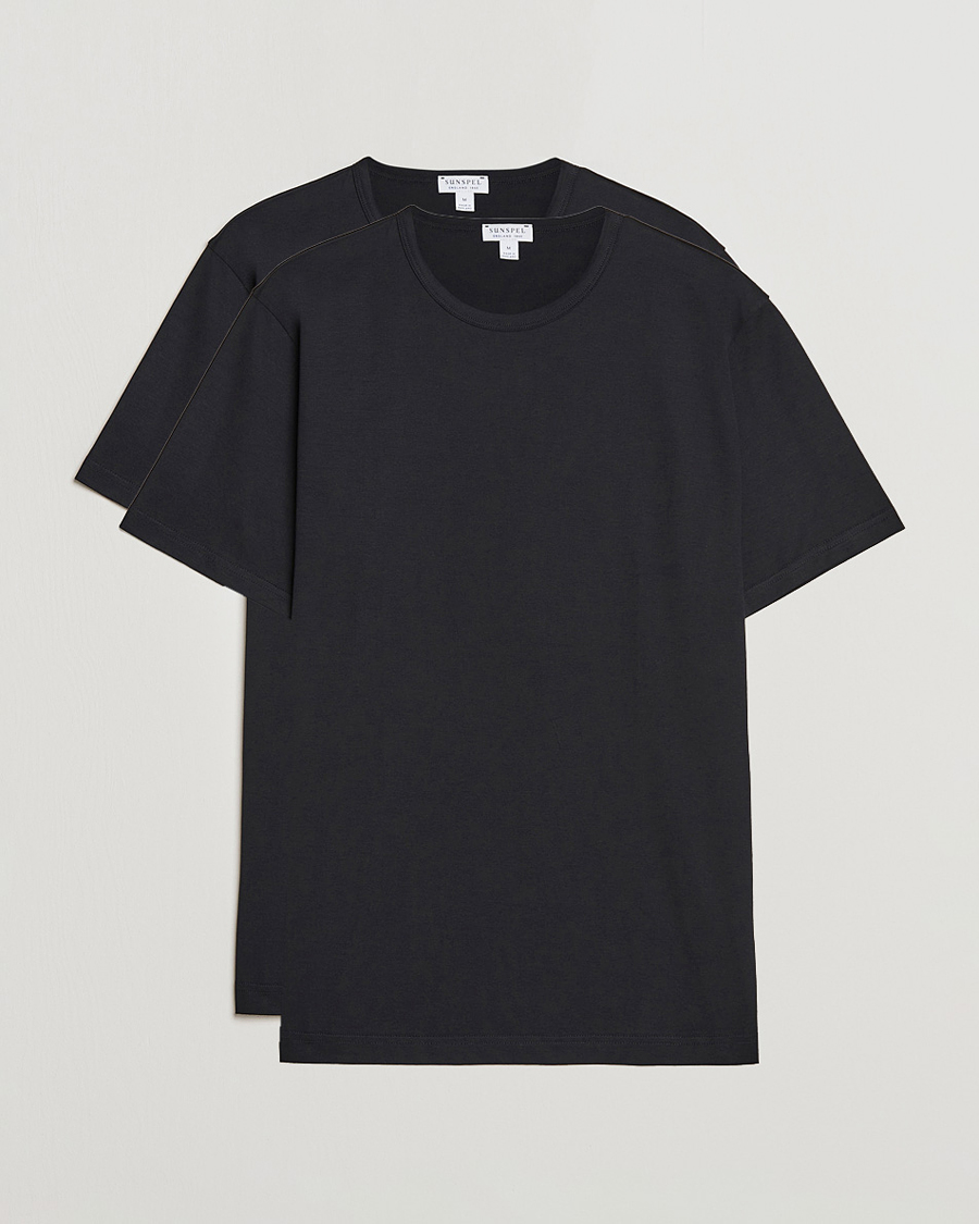 Sunspel 2-Pack Crew Neck Q82 Cotton T-Shirt Black