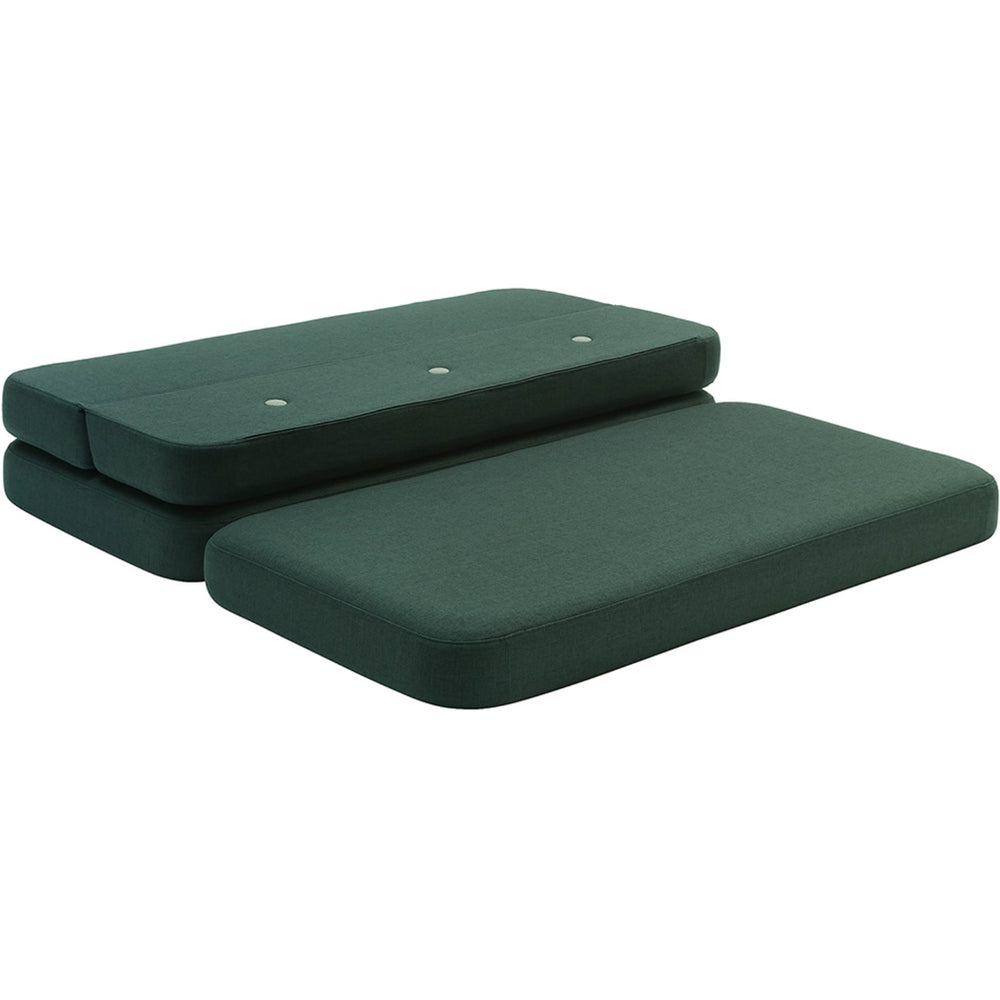 Køb by KlipKlap 3 Fold Sofa Deep Green With Light Green KK XL Soft 140 Cm