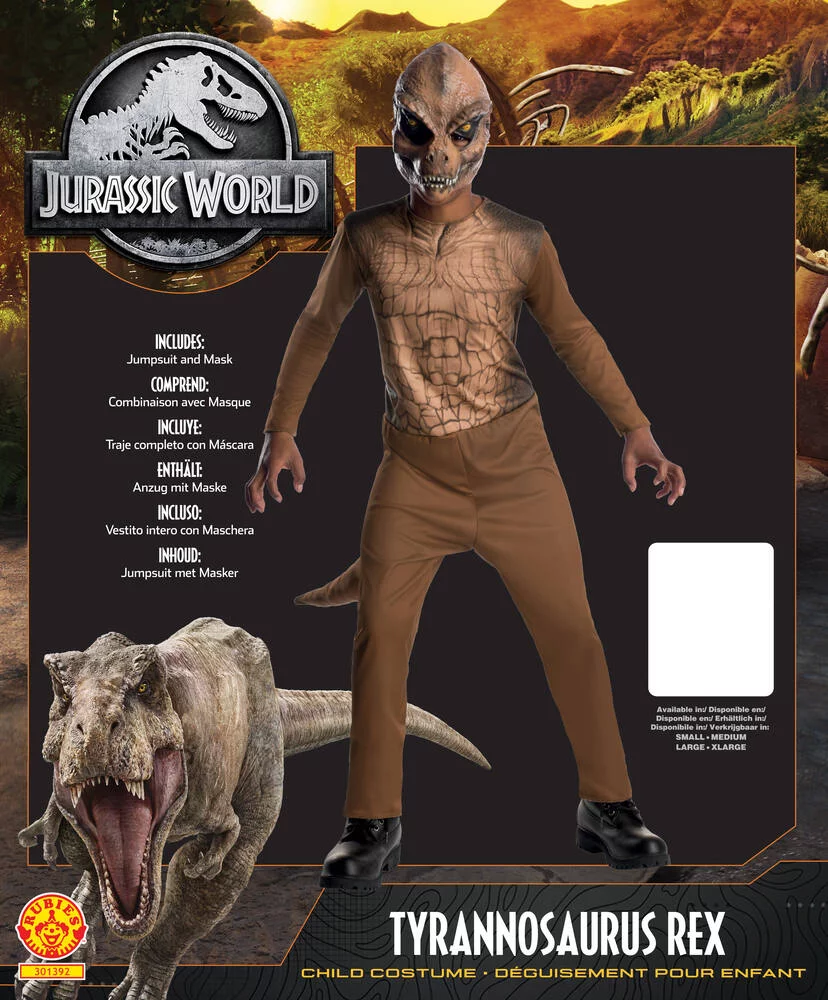JURASSIC WORLD - DEGUISEMENT T-REX - TAILLE L 7-8 ANS