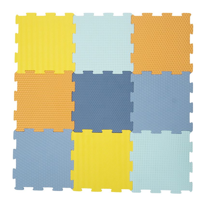 Tapis de dalles en mousse texturées 90 x 90 cm - Ecru