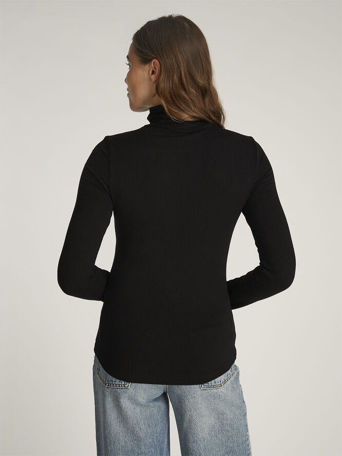 Tommy Hilfiger SLIM 5X2 RIB ROLL-NK LS Black