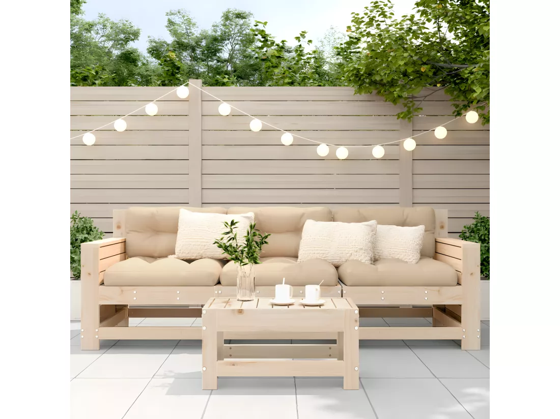 Repose-pied de jardin 62x30x32 cm bois de pin massif