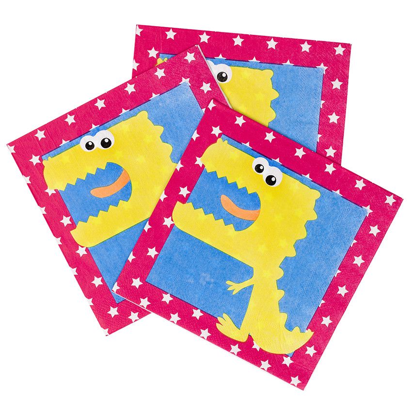 Lot de 20 serviettes anniversaire en papier motif Dragon - Bleu ou Jaune