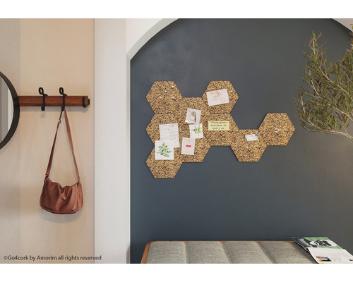 Kurk wandbekleding Hexagon 30 x 26 x 0,4 cm