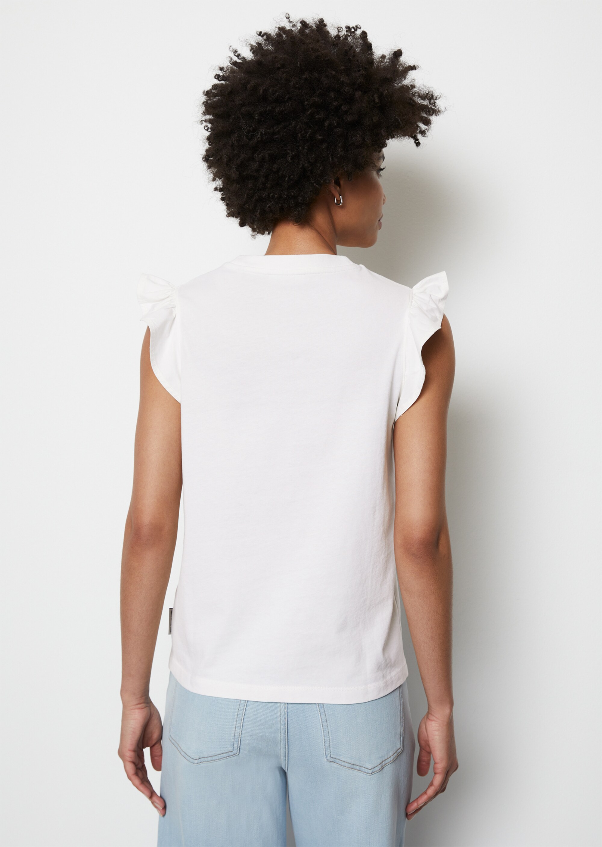 Volant-T-Shirt loose aus Material-Mix