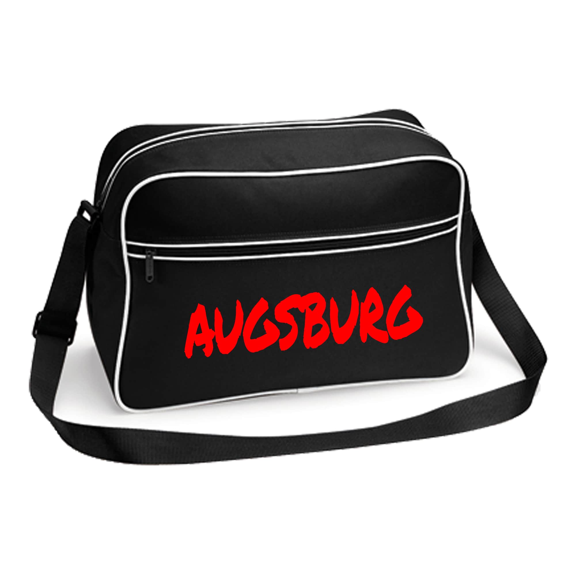 multifanshop® Retrotasche - Augsburg - Textmarker - Druck rot