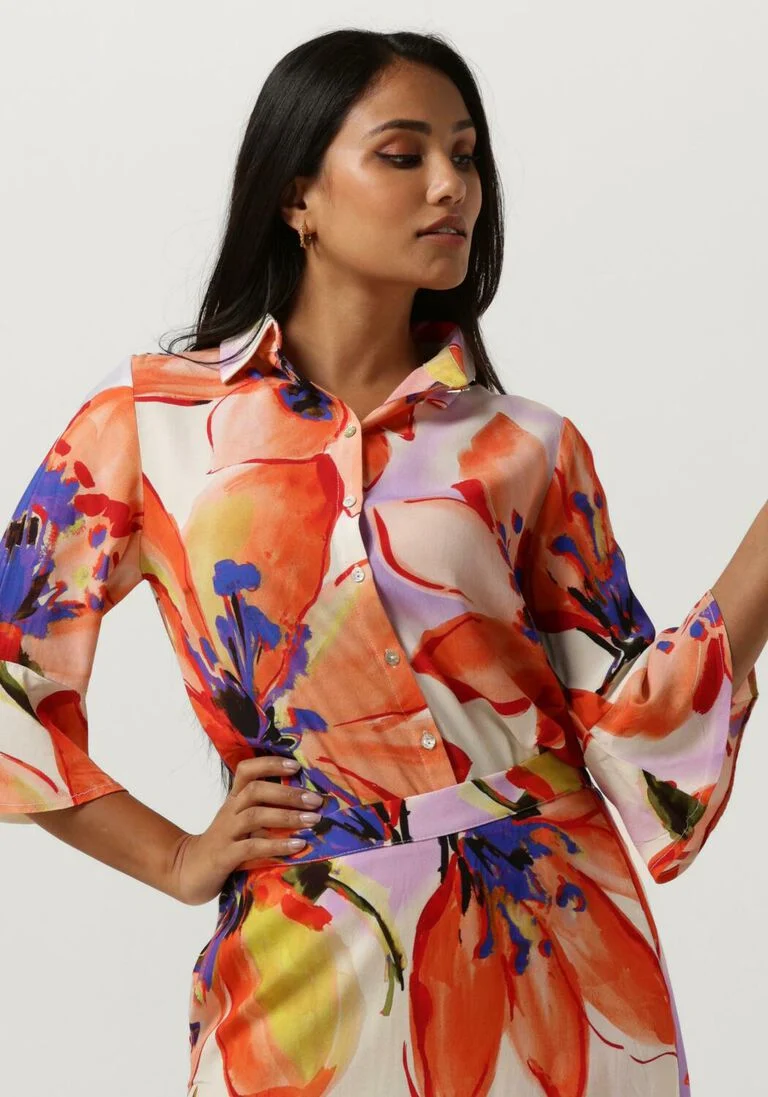 JANSEN AMSTERDAM oranje jansen amsterdam blouse wbf773 woven print blouse 3/4 sleeve