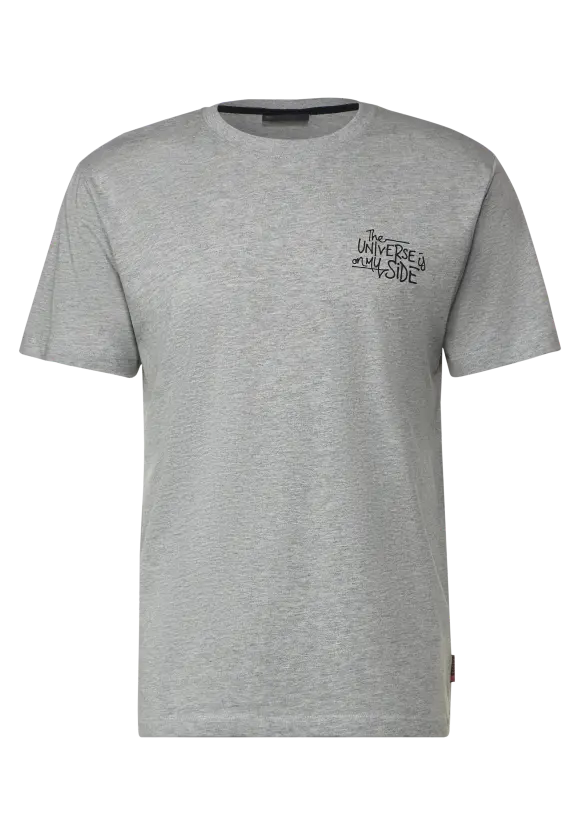 T-Shirt mit Brustprint - cloud grey melange