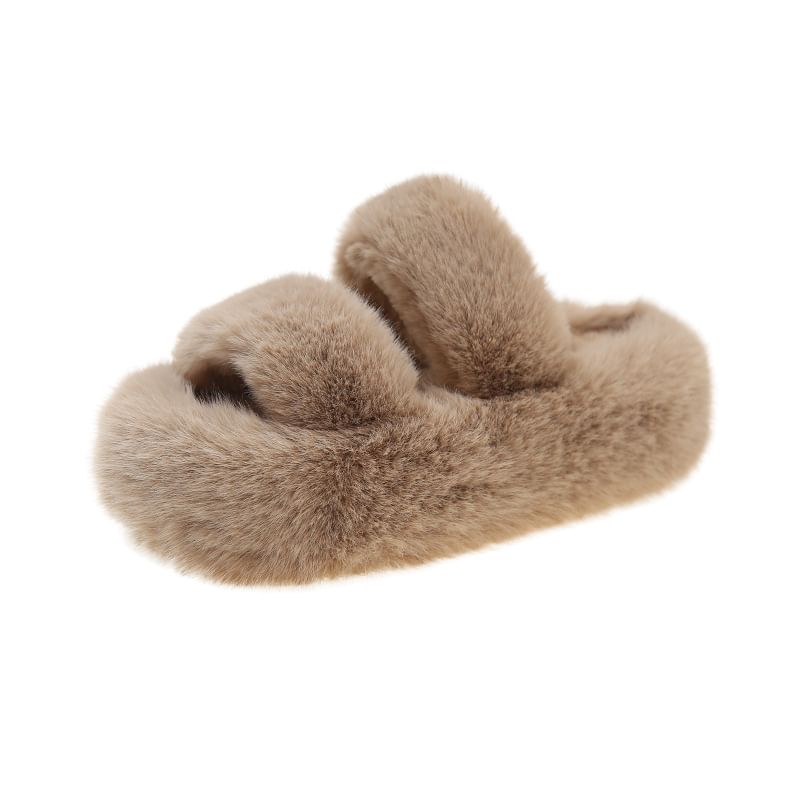 Asterisk - Platform Fluffy Slide Sandalen