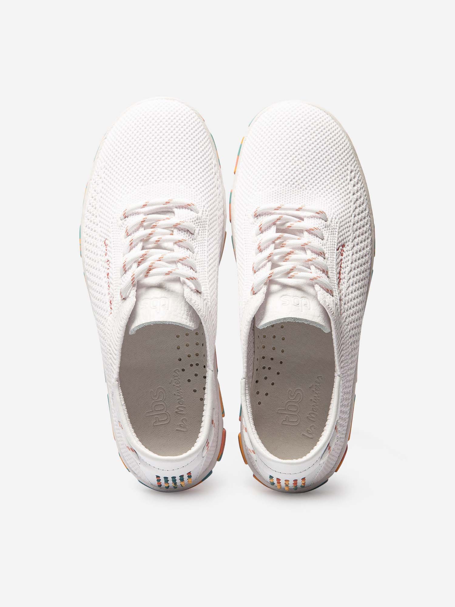 Tennis Femme Confort Textile Recyclé Blanc Semelle Rose