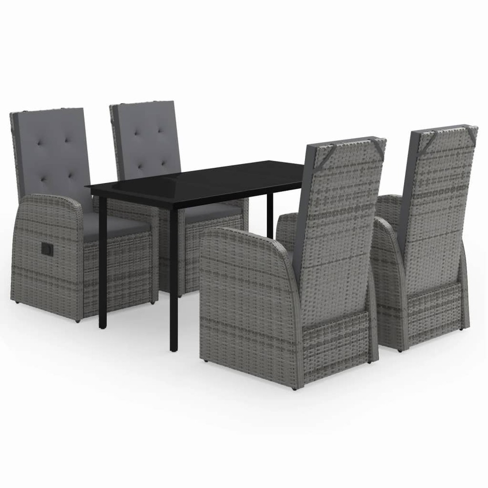 Ensemble de salle à manger de jardin meuble extérieur avec coussins 5 pièces gris
