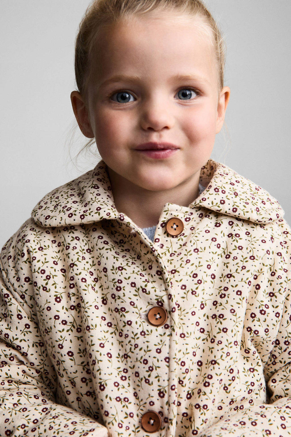 Mango Kids gebloemdetussenjas lichtbeige/rood