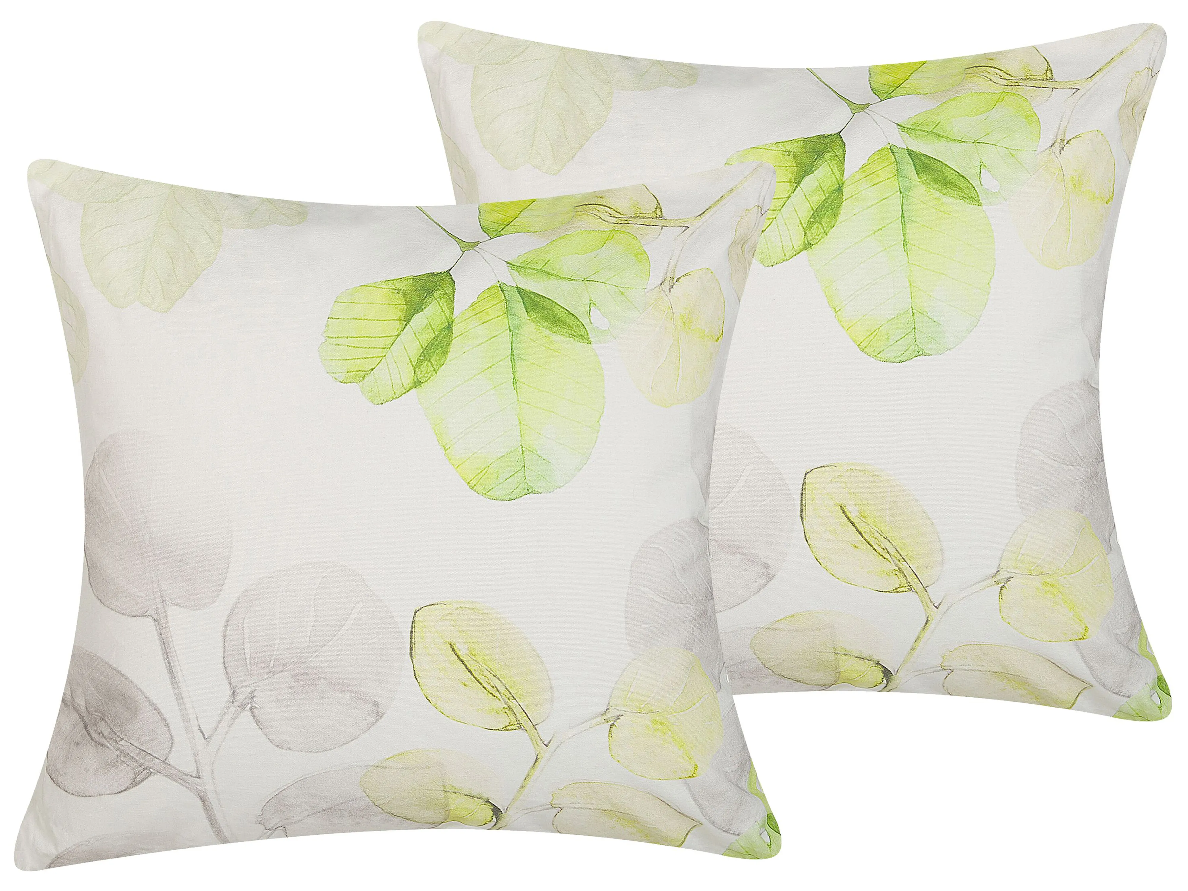 Set van 2 sierkussens PEPEROMIA Katoen 45 x 45 cm Wit bladpatroon