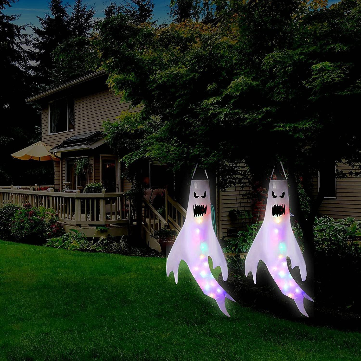(120cm) Halloween LED Licht Party Deko Gespenst Hängelicht Grusel Geist (inkl. CR2032 Batterien) - Bunt