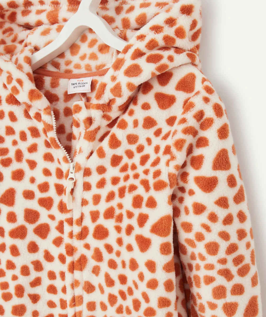 SURPYJAMA POLAIRE FILLE MOTIF ANIMALIER ORANGE