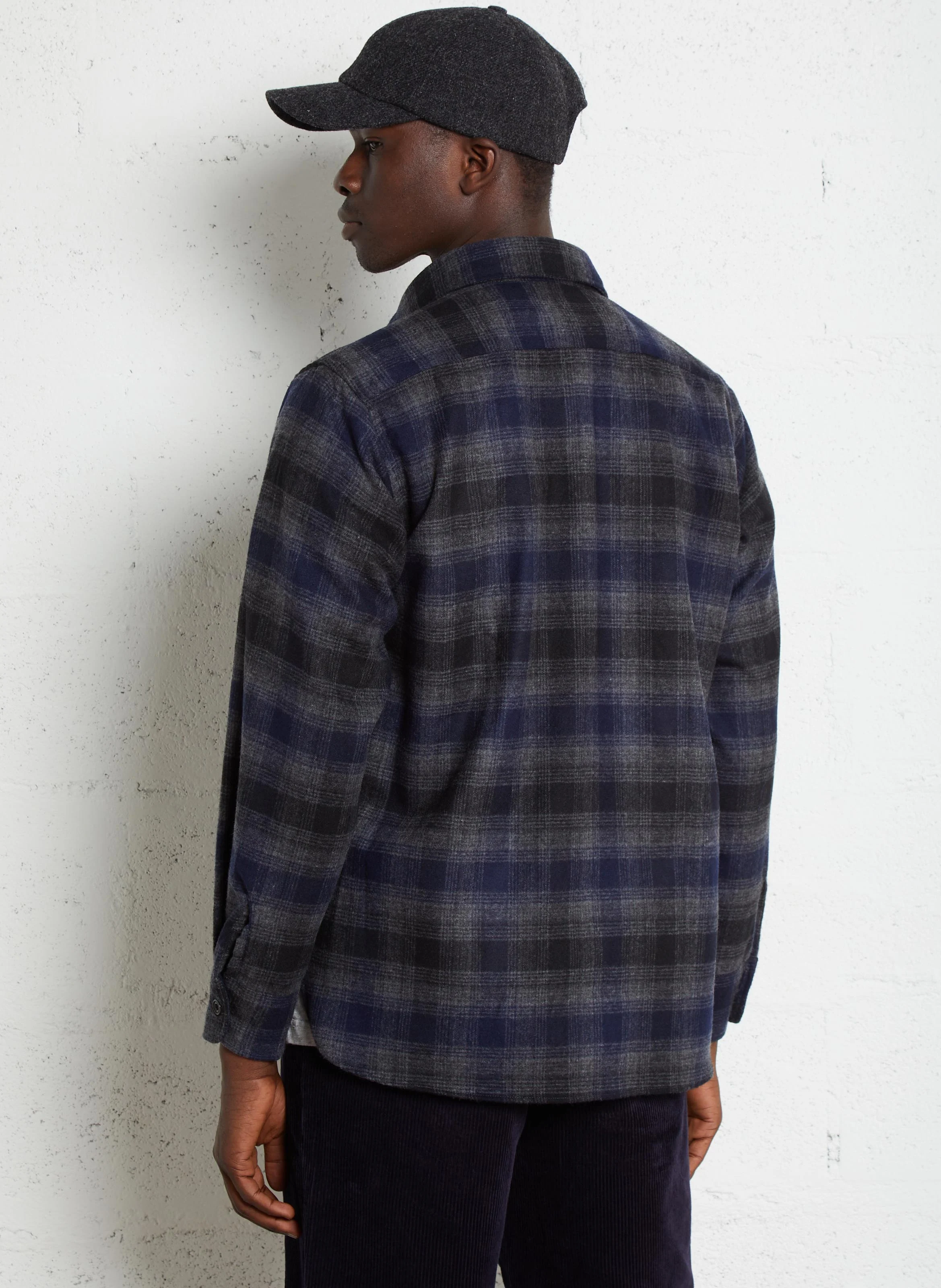 PERCEY - Chemise regular à carreaux en laine mélangée | Bleu