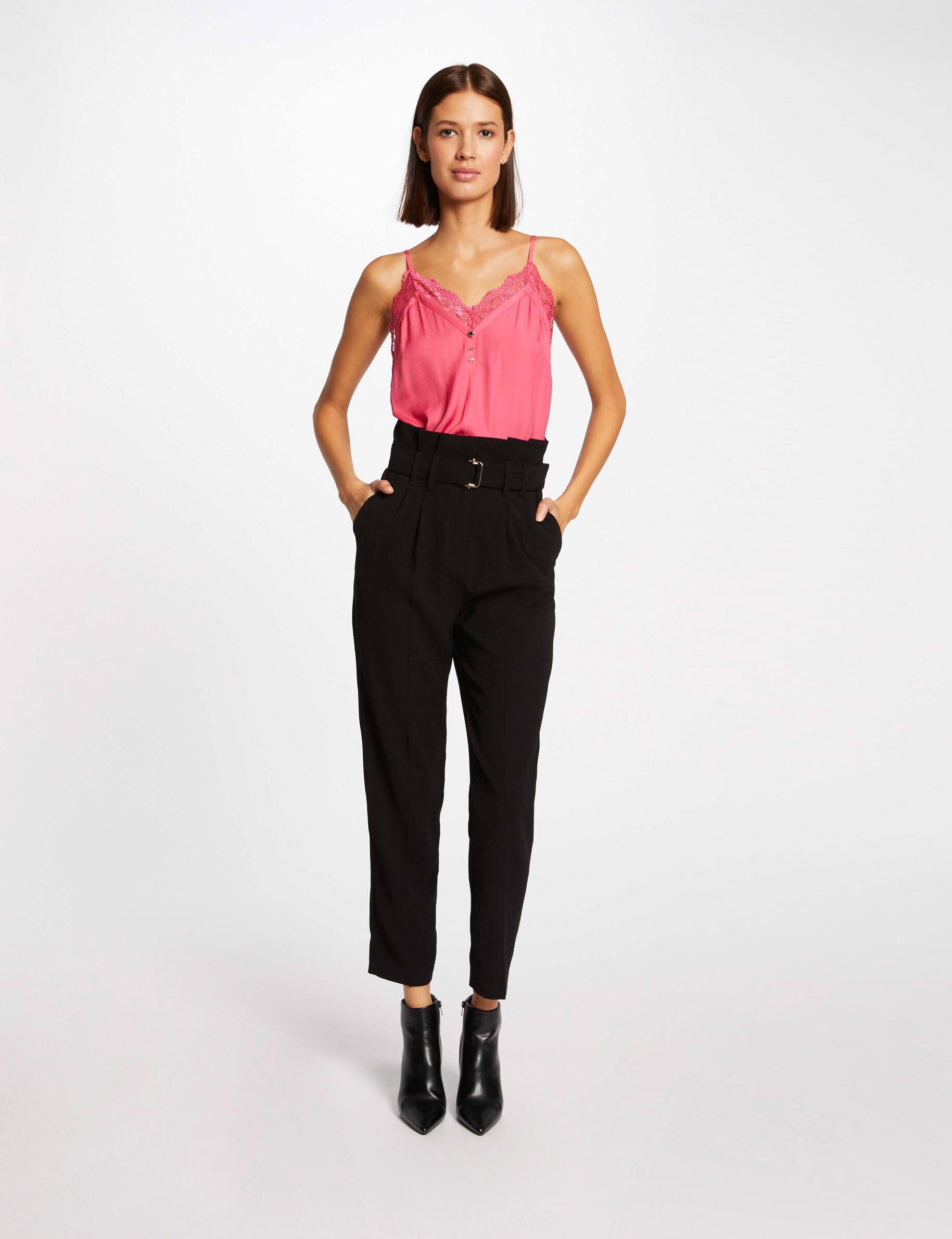 Débardeur bretelles fines avec boutons fuchsia femme - fuchsia