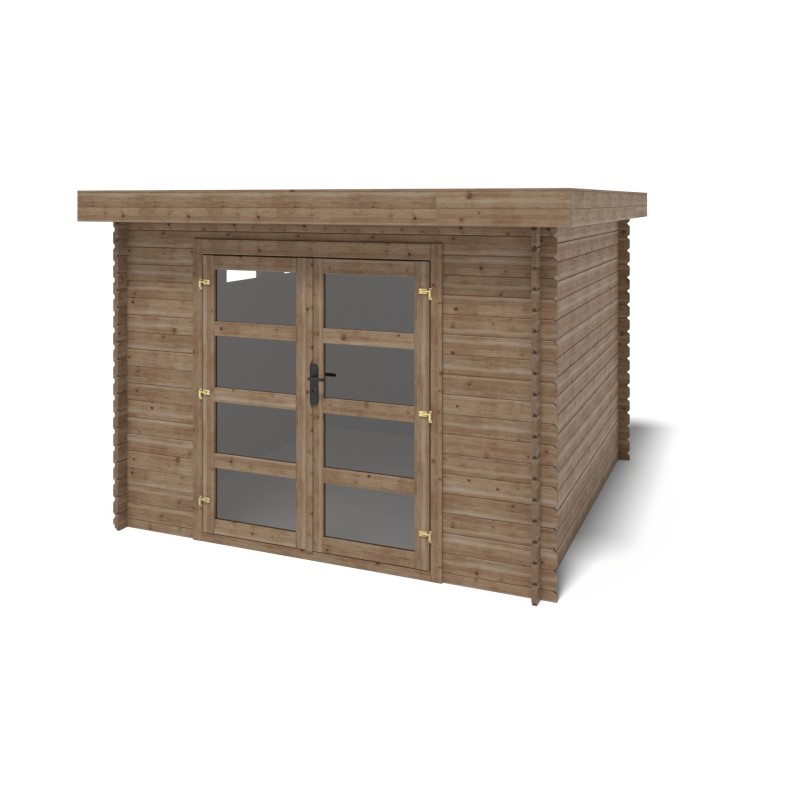 Abri de jardin en bois - 21m2 - 3x3m - traité - ep. 28mm - couleur: marron