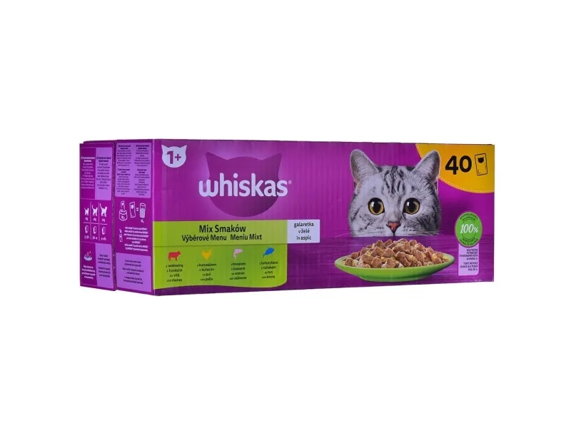 WHISKAS Blandede smagsvarianter i gelé til katte40x85g