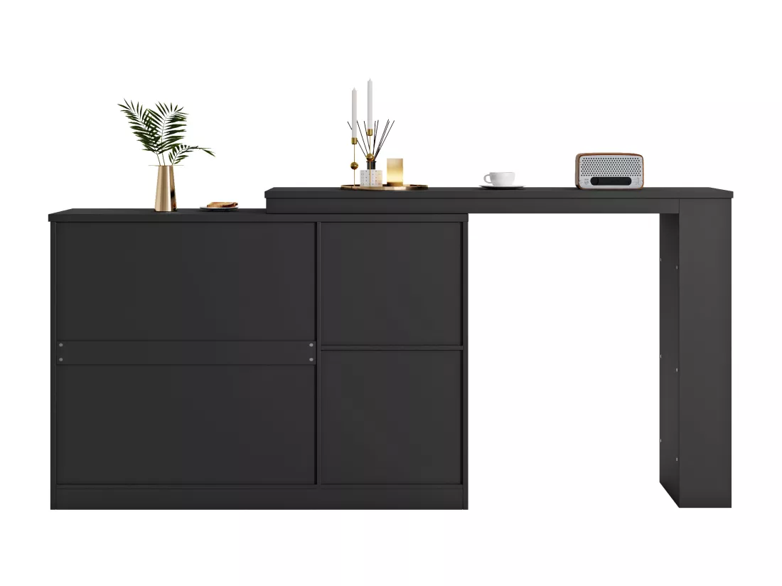 Buffet、Meuble de bar rotatif en MDF - grand espace de rangement - style contemporain - Noir